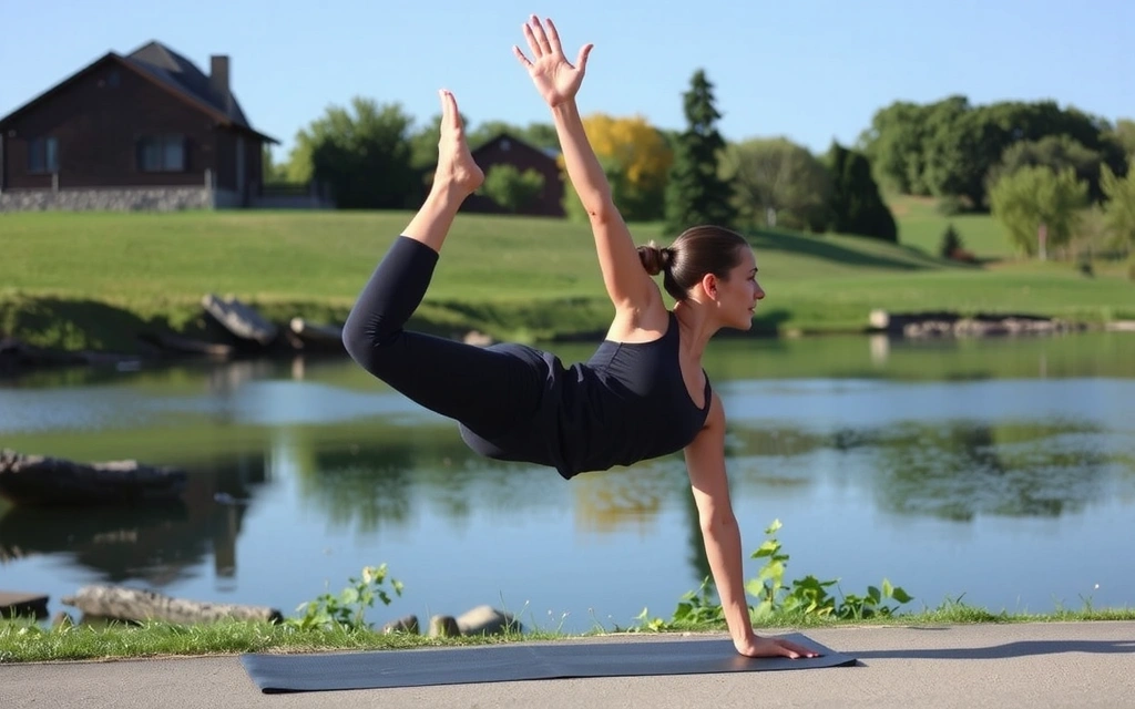 Persona haciendo ejercicio suave al aire libre.