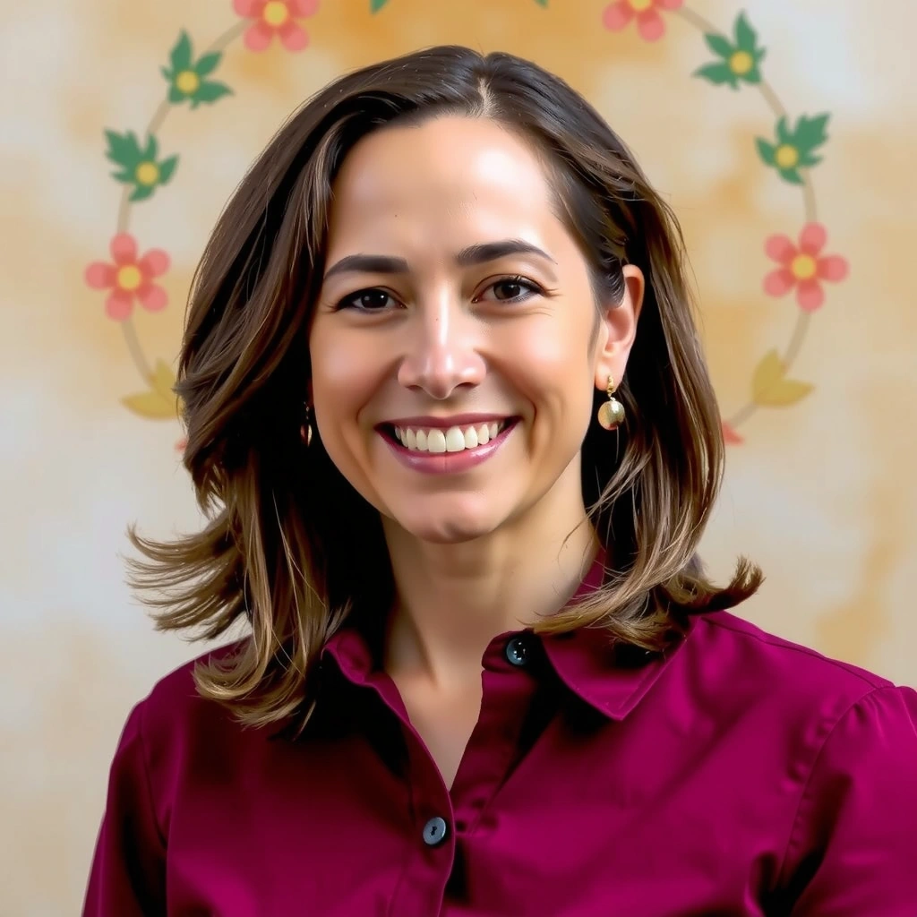 Retrato profesional sonriente de la Dra. Elena Ramírez, fundadora de Flamencovitacv.